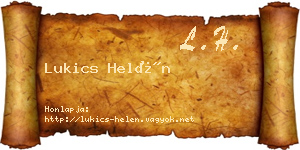 Lukics Helén névjegykártya